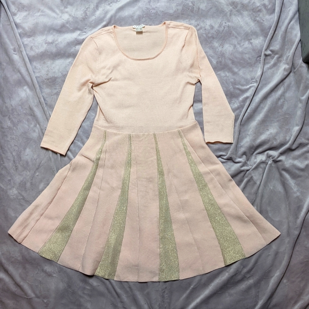 VENUS Blush Pink & Gold Fit and Flare Sweater Dress - Size S - MAKE OFFER!
